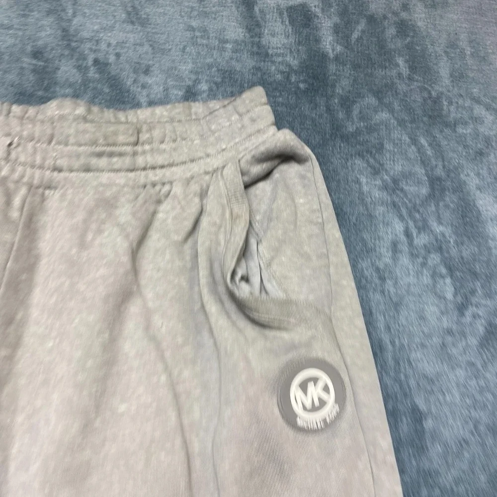 Michael Kors Sweatpants Mens Large Heather Gray Fleece Lined Logo Tapered Leg